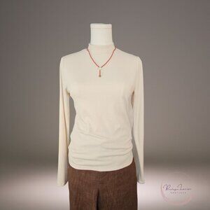 No Boundaries Mock Neck Ribbed Long Sleeve Top – Cream / Ivory – Size M (8-10)